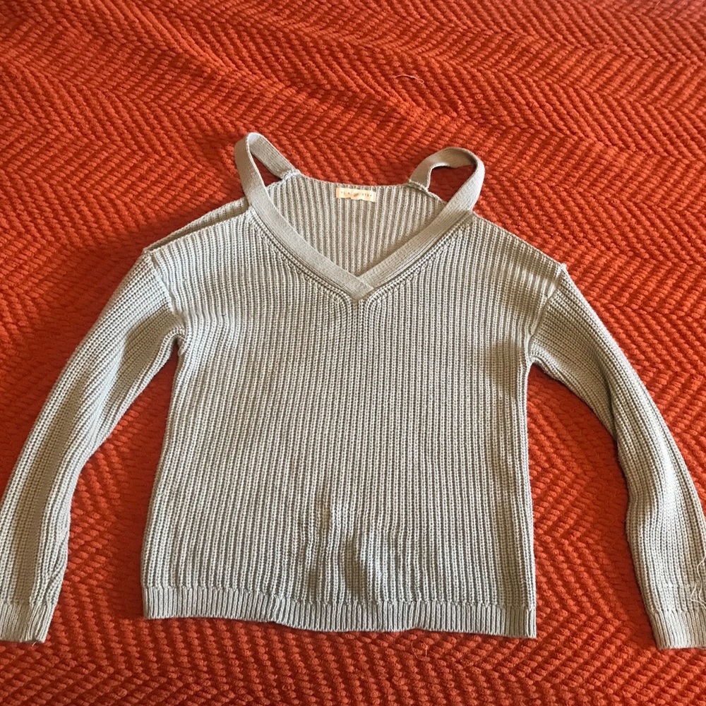 Mint off shoulder sweater